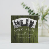 Green Rustic Foto Collage Save the Date (Stehend Vorderseite)