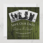 Green Rustic Foto Collage Save the Date (Vorderseite)