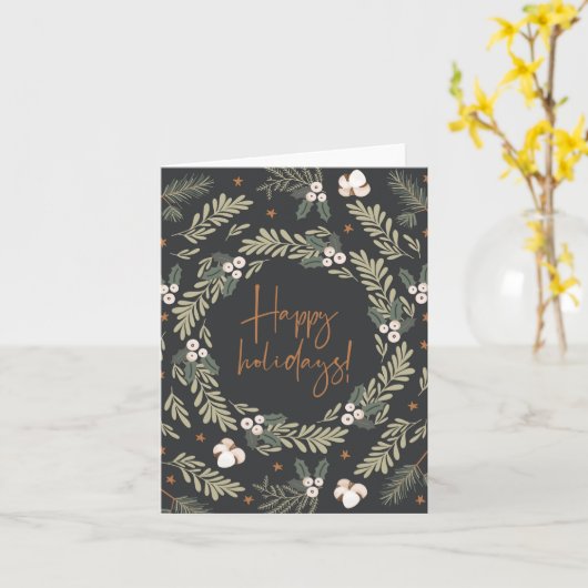 Green Rustic Frohe Weihnachtskarte Karte (Gelbe Blume)