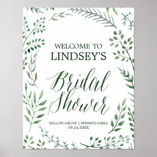 Green Rustic Kranz Brautparty Welcome Poster