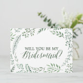 Green Rustic Kranz wird meine Bridesmaid-Karte sei Einladung (Stehend Vorderseite)