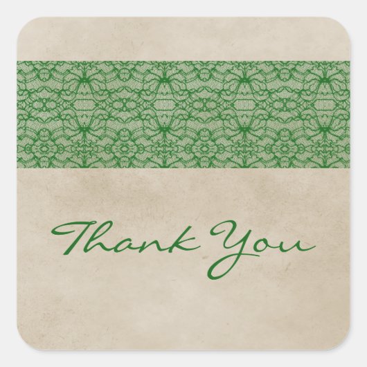 Green Rustic Lace Danke Stickers (Vorderseite)