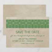 Green Rustic Lace Save the Date einladen Einladung (Vorne/Hinten)