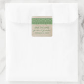 Green Rustic Lace Save the Date Stickers (Tasche)