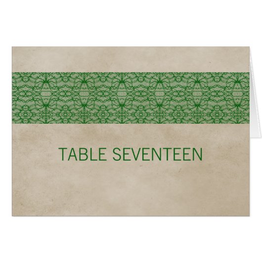 Green Rustic Lace Tischnummer Card (Vorderseite (Horizontal))