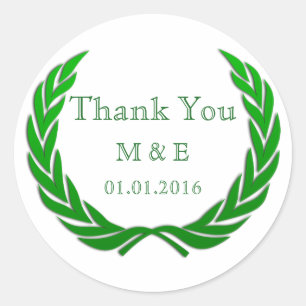 Green Rustic Laurel Wreath Personalisiert Vielen D Runder Aufkleber