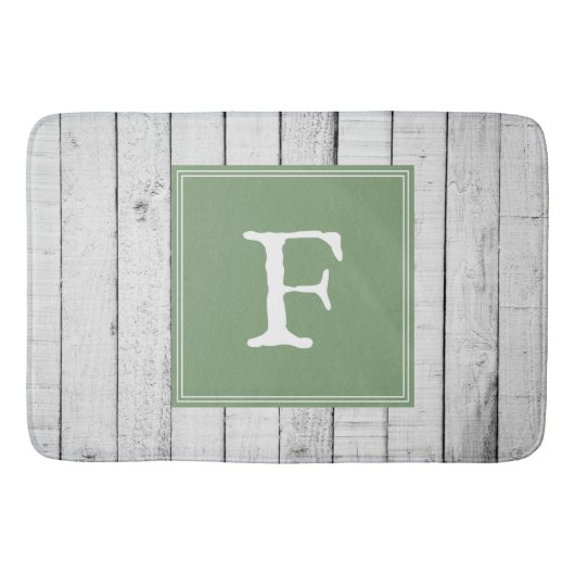 Green Rustic Monogram Bath Mat Badematte (Vorderseite)