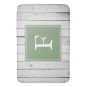 Green Rustic Monogram Bath Mat Badematte (Vorderseite Vertikal)