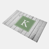 Green Rustic Monogram Doormat Fußmatte (Schrägansicht)