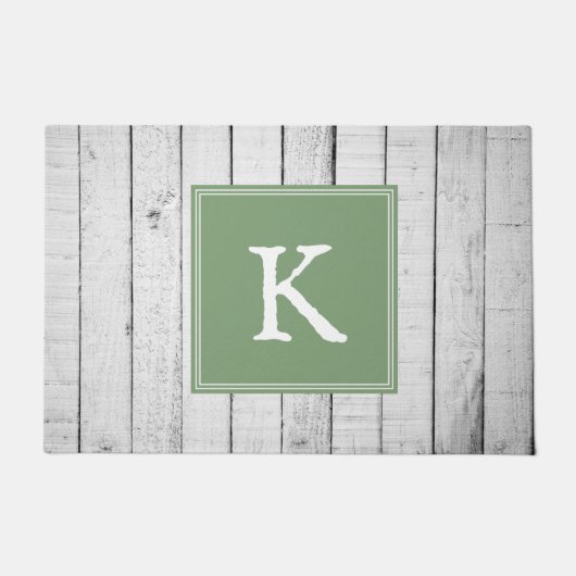 Green Rustic Monogram Doormat Fußmatte (Vorderseite)