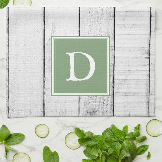 Green Rustic Monogram Handtuch (Gefaltet)