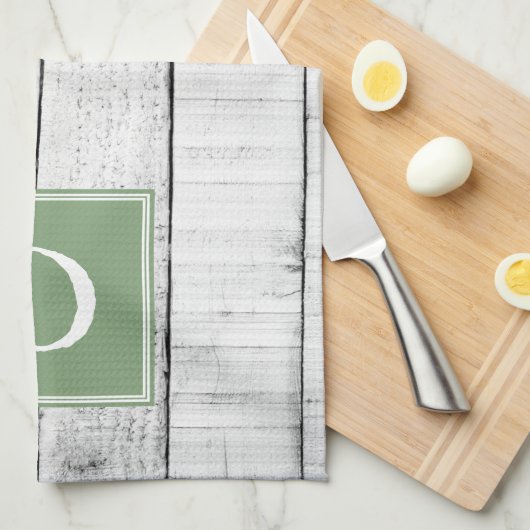 Green Rustic Monogram Handtuch (Viertel Falte)