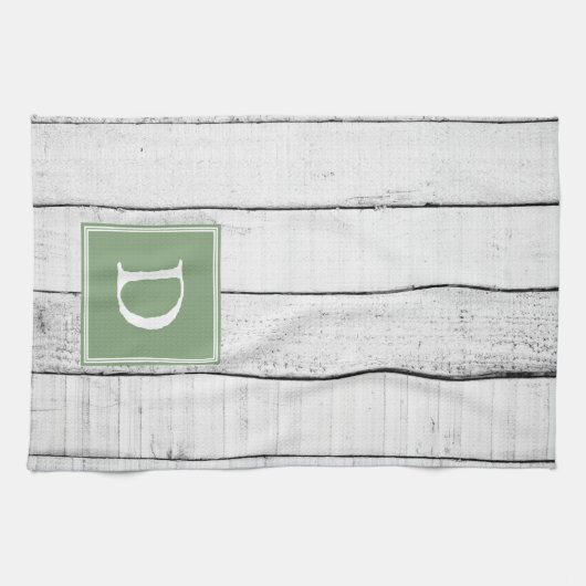 Green Rustic Monogram Handtuch (Horizontal)