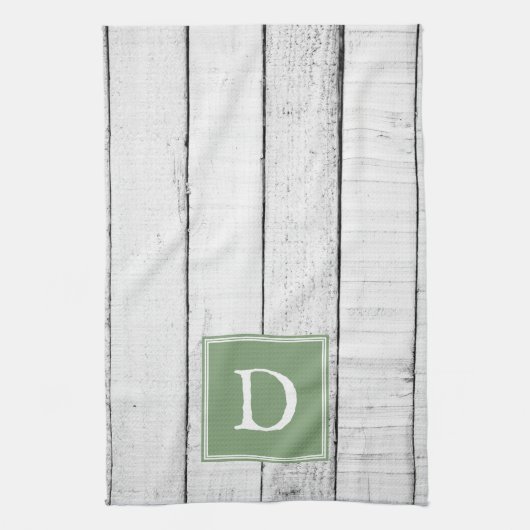 Green Rustic Monogram Handtuch (Vertikal)