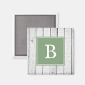 Green Rustic Monogram Magnet (Vorderseite/Rückseite)