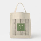 Green Rustic Monogram Totbeutel Tragetasche (Rückseite)