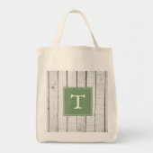Green Rustic Monogram Totbeutel Tragetasche (Vorne)