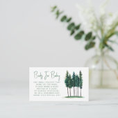 Green Rustic Pine Trees Book Request Baby Dusche Begleitkarte (Stehend Vorderseite)