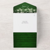 Green Rustic QR Code Mason Jars Lights Hochzeit All In One Einladung (Außenbereich)