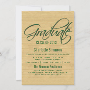 Green Rustic Script Abschluss laden Einladung