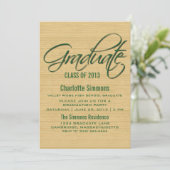 Green Rustic Script Abschluss laden Einladung (Stehend Vorderseite)