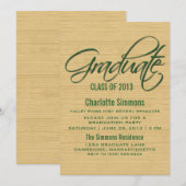 Green Rustic Script Abschluss laden Einladung (Vorne/Hinten)