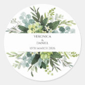 Green Rustic Wedding Circle Sticker (Vorderseite)