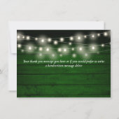 Green Rustic Wood String Lights Script Dankeskarte (Rückseite)