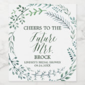Green Rustic Wreath Future Frau Brautparty Weinetikett (Einzelnes Label)