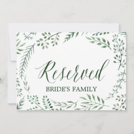Green Rustic Wreath Wedding "Reserved" Sign Einladung
