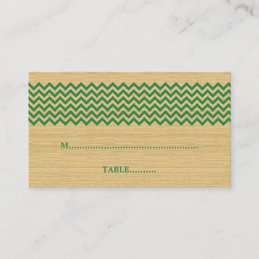 Green Rustic Zickzack Wedding Platzkarte (Vorderseite)