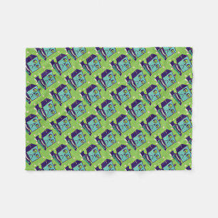 Green Sad Robot Pop Art Fleecedecke
