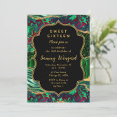 Green Safari Agate 16 . Geburtstag Einladung (Stehend Vorderseite)