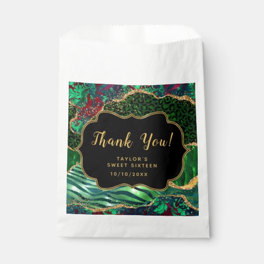 Green Safari Agate 16 . Geburtstag Vielen Dank Geschenktütchen (Vorderseite)