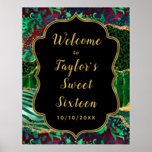 Green Safari Agate 16 . Geburtstag Willkommen Poster