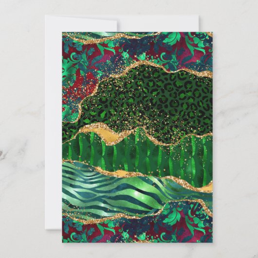 Green Safari Agate Birthday Einladung (Rückseite)