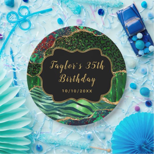 Green Safari Agate Birthday Pappteller (Party)