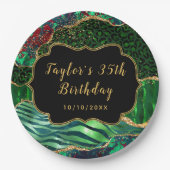 Green Safari Agate Birthday Pappteller (Vorderseite)