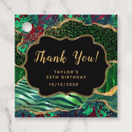 Green Safari Agate Birthday Vielen Dank Geschenkanhänger (Vorderseite)