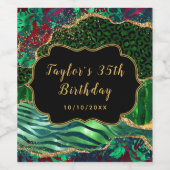 Green Safari Agate Birthday Weinetikett (Einzelnes Label)