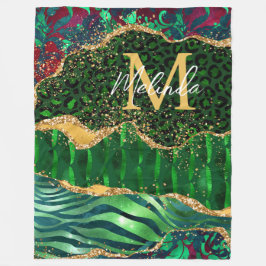 Green Safari Animal Print Agate Fleecedecke