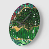 Green Safari Animal Print Agate Große Wanduhr (Winkel)