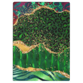 Green Safari Animal Print Agate Klemmbrett (Rückseite)