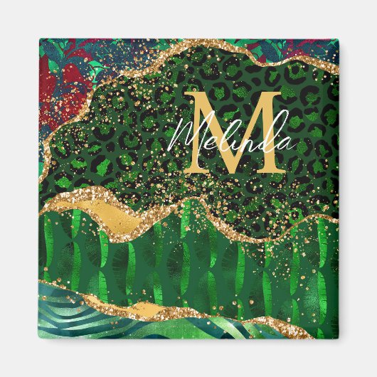 Green Safari Animal Print Agate Magnet (Vorne)