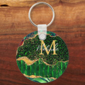 Green Safari Animal Print Agate Schlüsselanhänger (Rückseite)