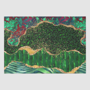 Green Safari Animal Print Agate Seidenpapier