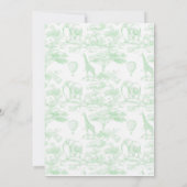 Green Safari Animals Toile De Jouy Baby Dusche Einladung (Rückseite)