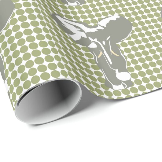 Green Safari Dot mit Pop Art Elephant Geschenkpapier (Rolleneckpunkt)