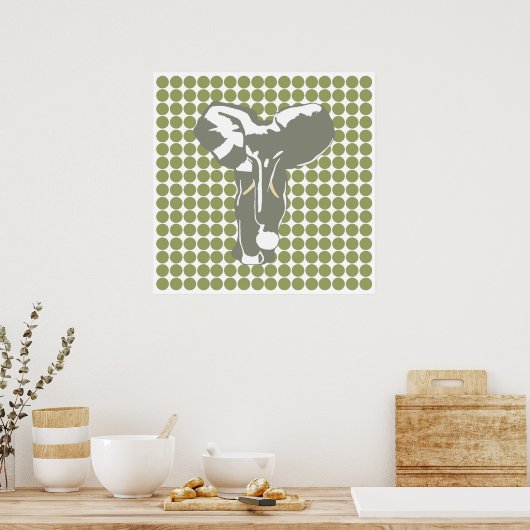 Green Safari Dot mit Pop Art Elephant Poster (Küche)