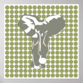 Green Safari Dot mit Pop Art Elephant Poster (Vorne)